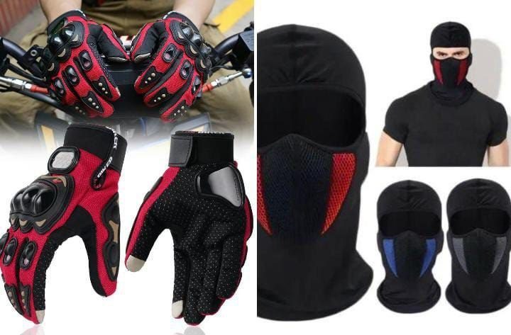 Gants Moto Protection + Masque Balaclava Respirant