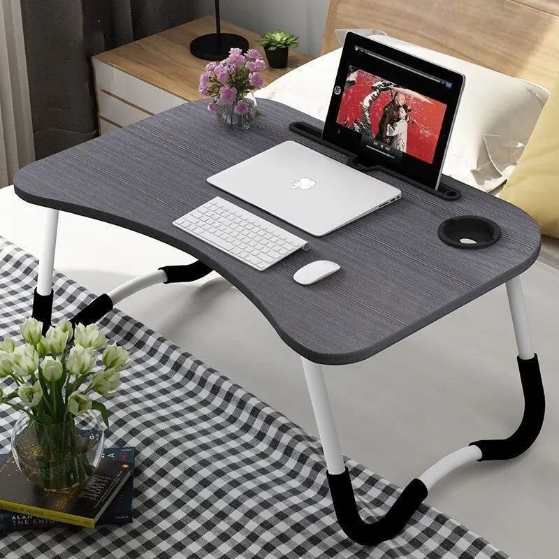 Table pliante pour lit avec support tablette et porte-gobelet