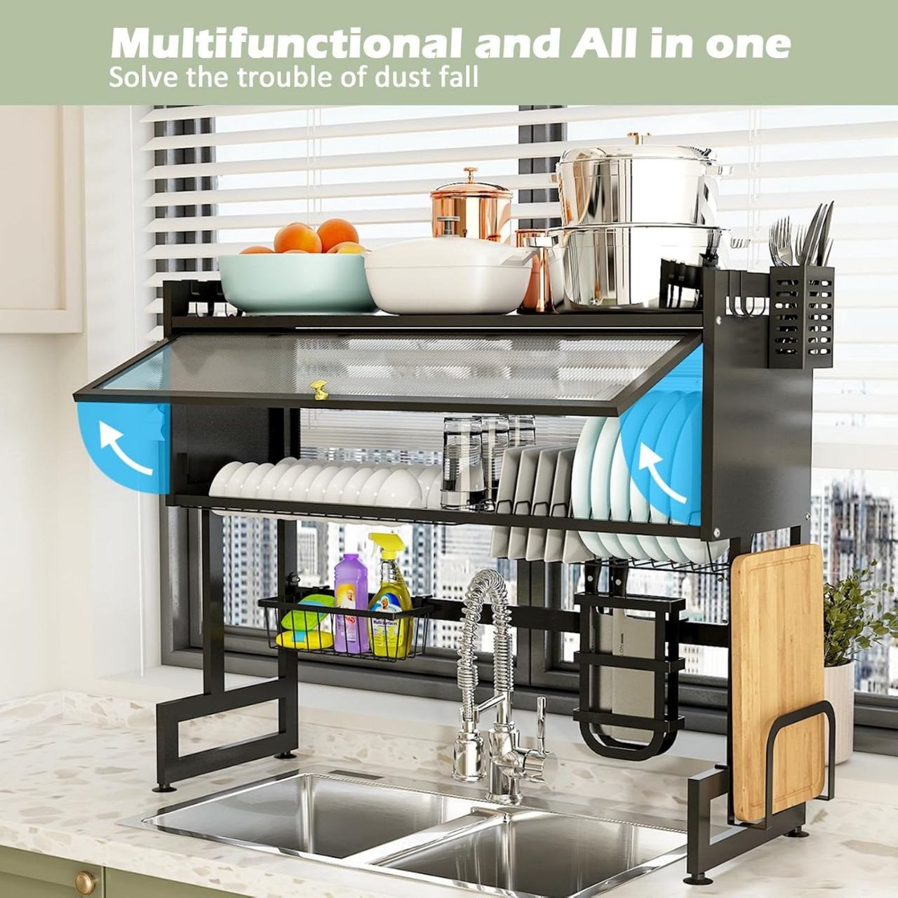 Égouttoir Vaisselle Multifonction au-dessus de l’Évier – Kitchen Rack Premium
