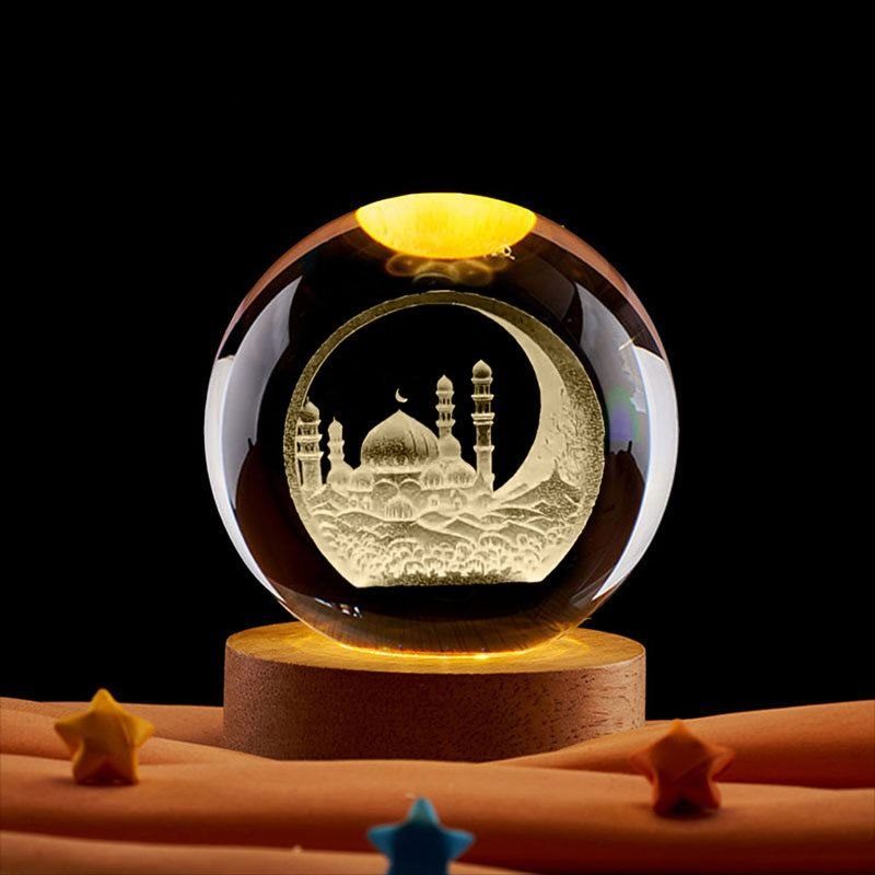 Lampe Cristal LED 3D – Décor Islamique Élégant