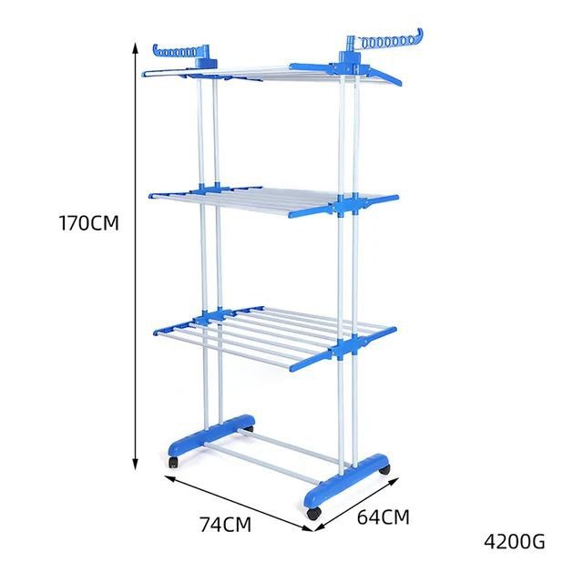 Séchoir à Linge Pliable Multi-Niveaux avec Roulettes image 3