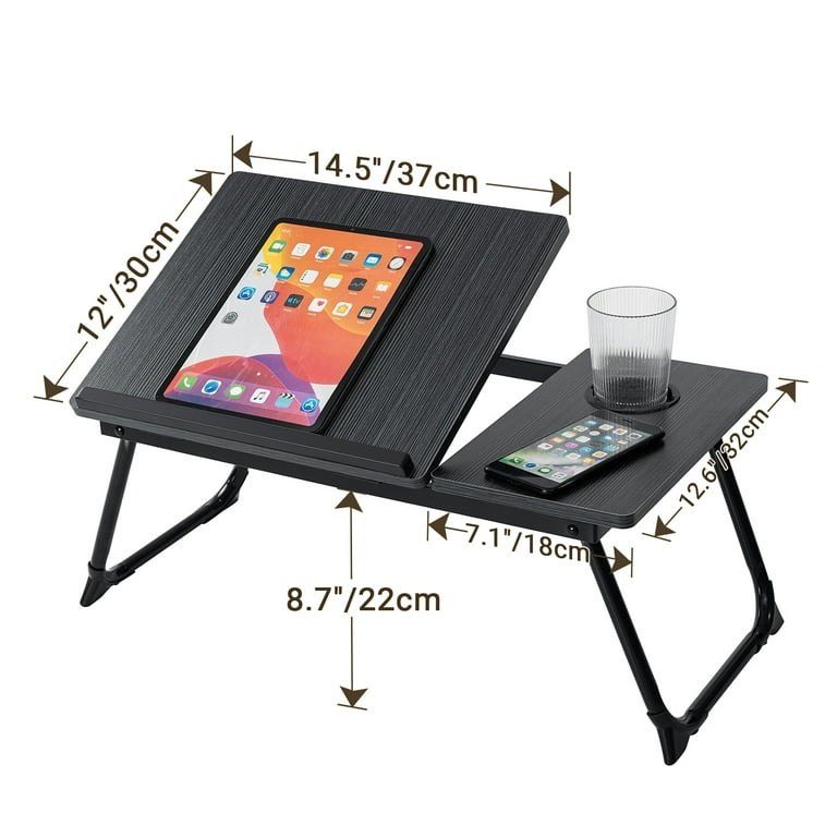 Table de lit pliante réglable avec porte-gobelet image 2