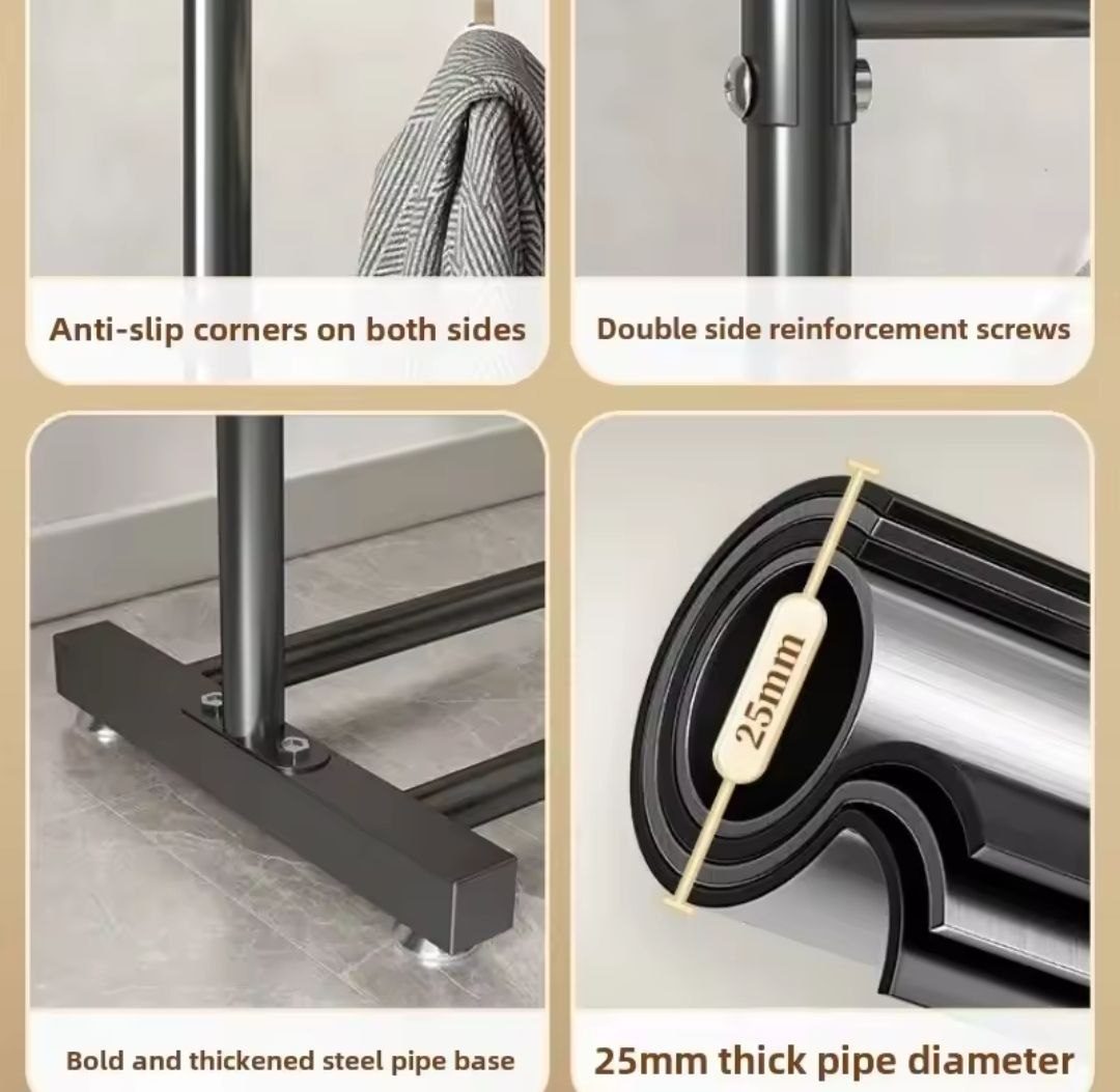 Portant à Vêtements Double Barre avec Roulettes صورة 4