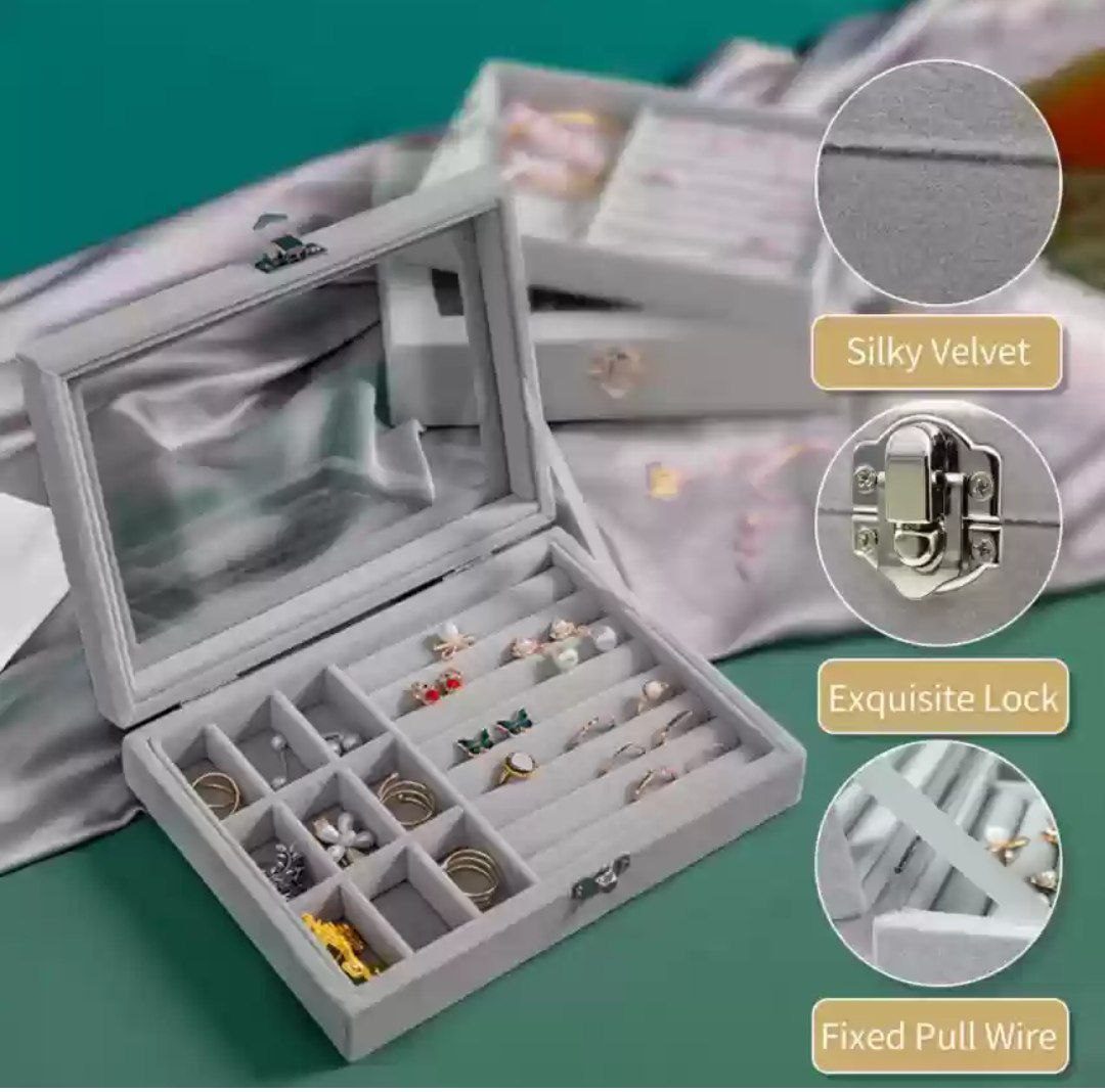 Boîte à Bijoux Élégante avec Miroir صورة 2