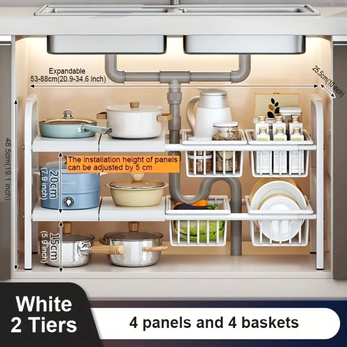 Étagère Extensible Sous Évier – Organisateur Cuisine & Salle de Bain image 5