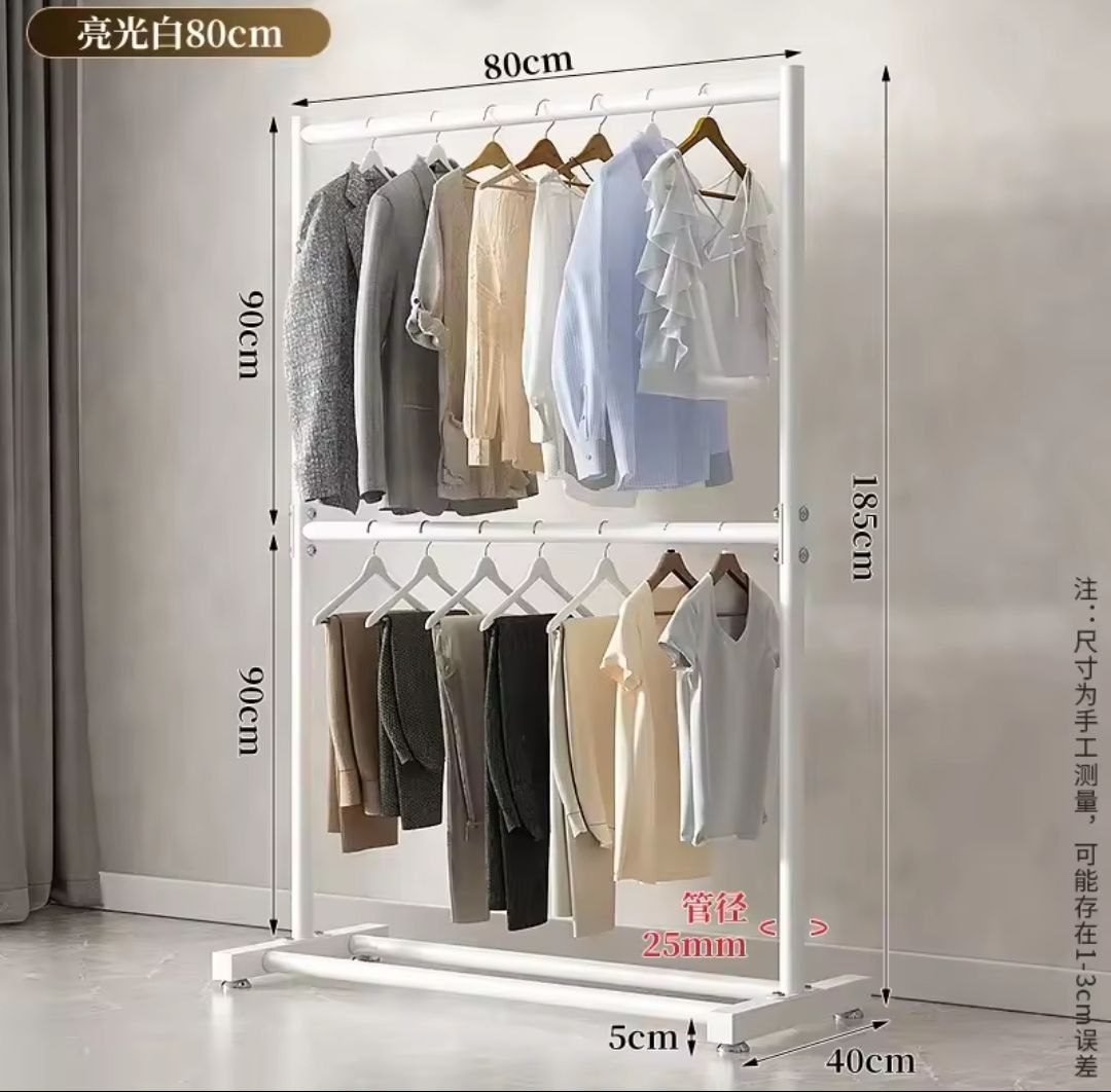 Portant à Vêtements Double Barre avec Roulettes صورة 2