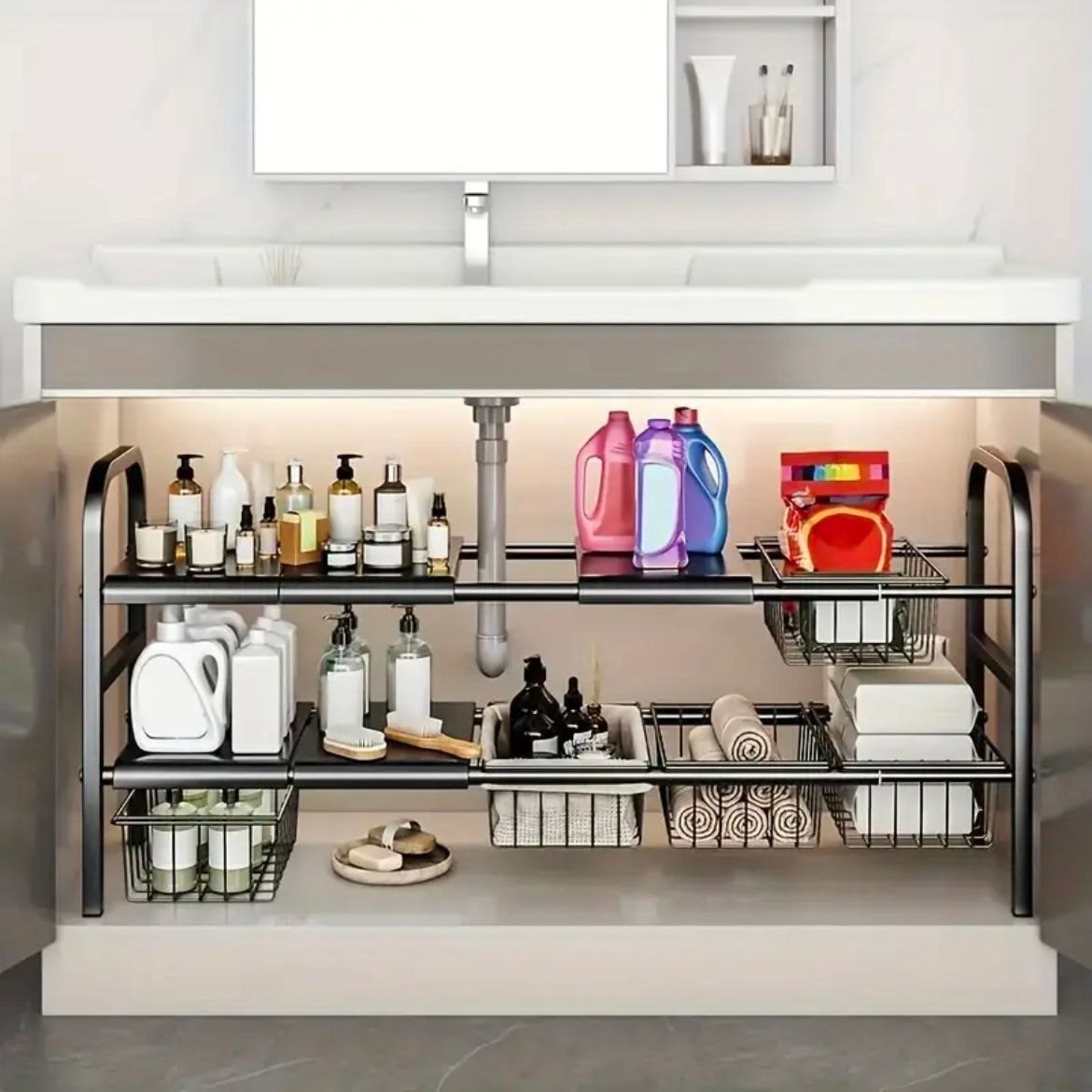 Étagère Extensible Sous Évier – Organisateur Cuisine & Salle de Bain image 2