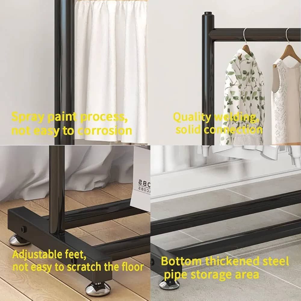 Portant à Vêtements Double Barre avec Roulettes صورة 3