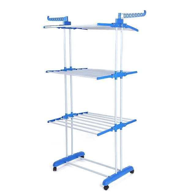 Séchoir à Linge Pliable Multi-Niveaux avec Roulettes image 2