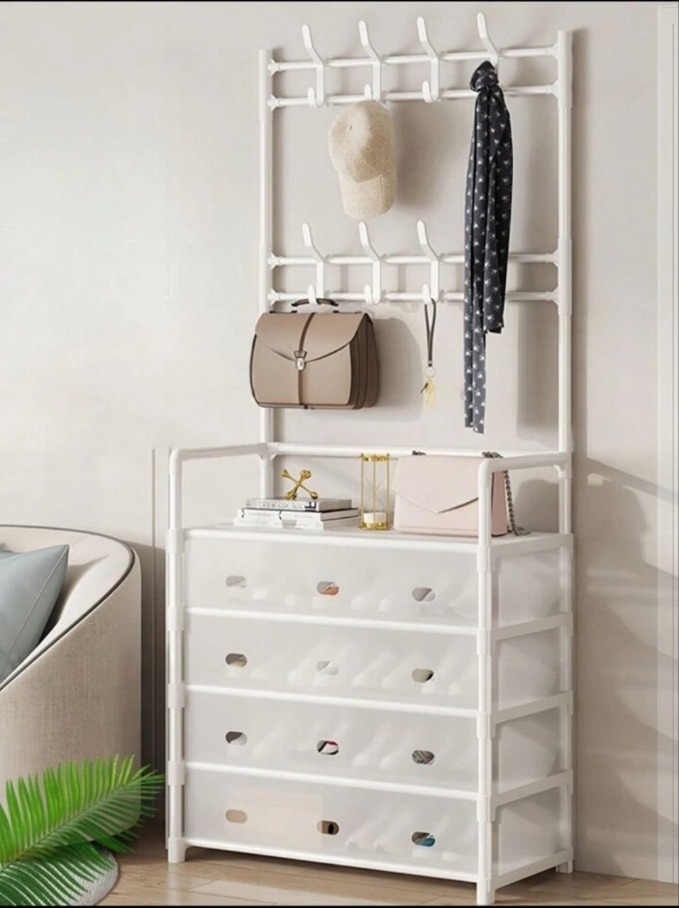 Armoire de Rangement Multifonction avec Porte-Manteau image 2