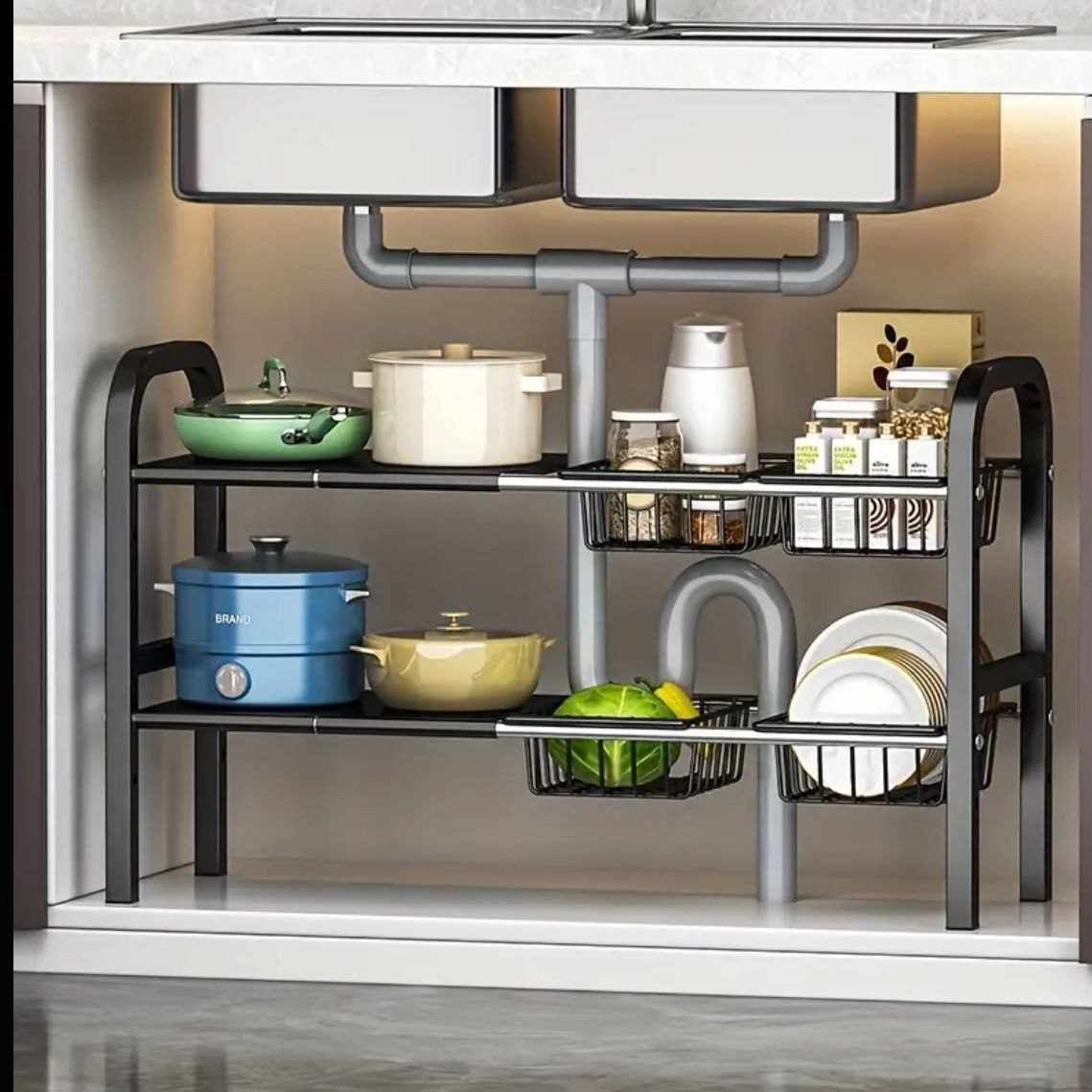 Étagère Extensible Sous Évier – Organisateur Cuisine & Salle de Bain image 9