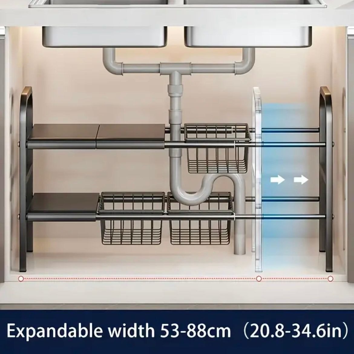 Étagère Extensible Sous Évier – Organisateur Cuisine & Salle de Bain image 4