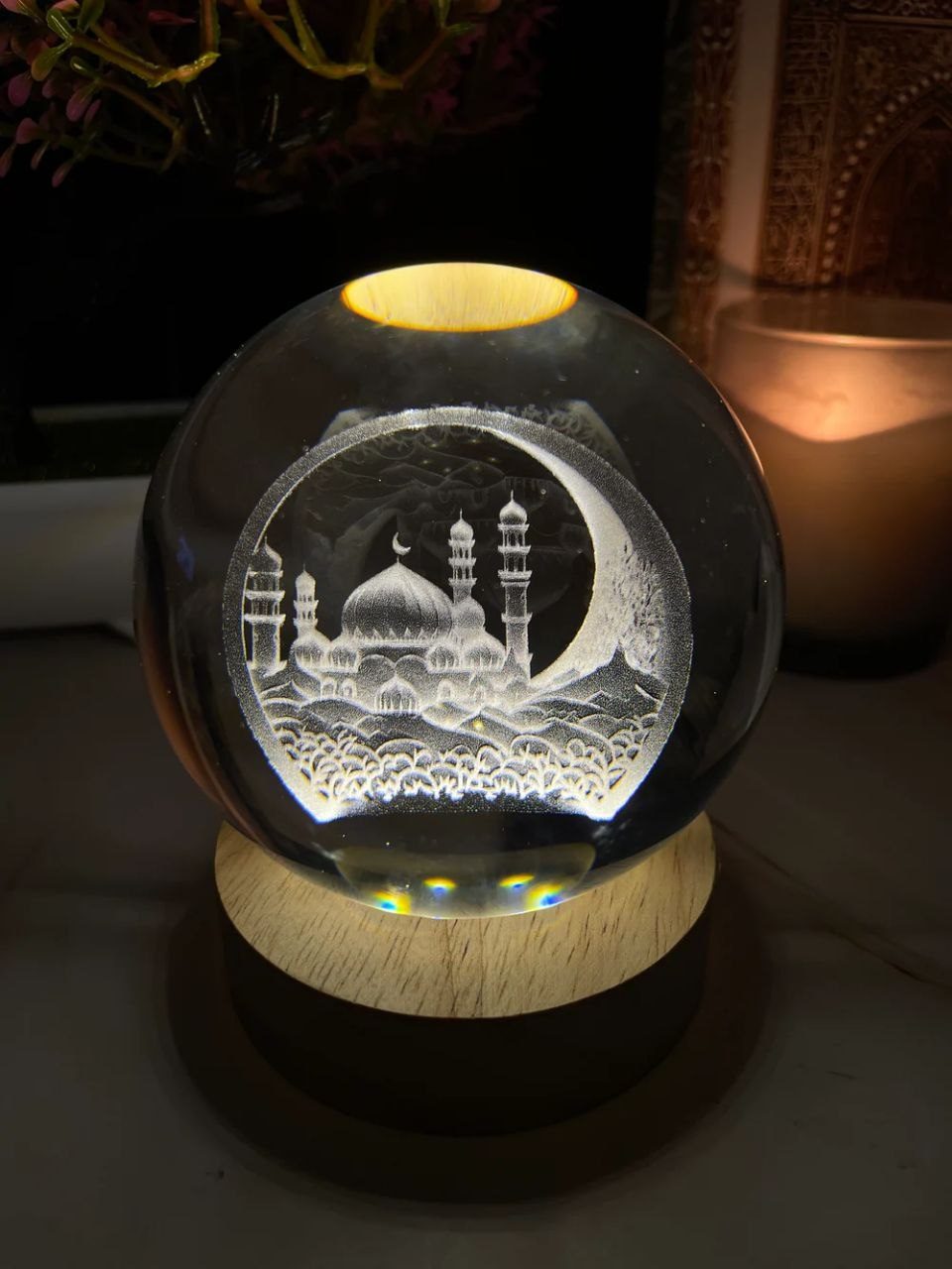 Lampe Cristal LED 3D – Décor Islamique Élégant image 3