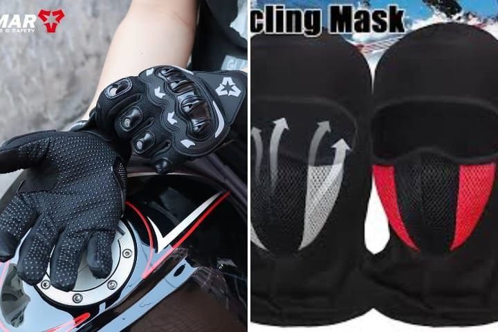 Gants Moto Protection + Masque Balaclava Respirant صورة 6