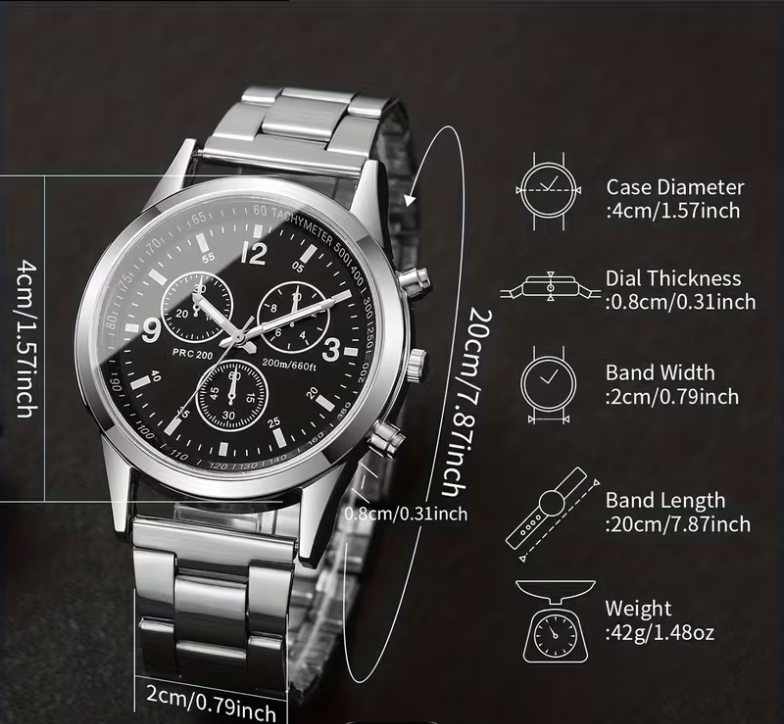Montre Homme Élégante Chronographe en Acier Inoxydable – Style Moderne & Résistant